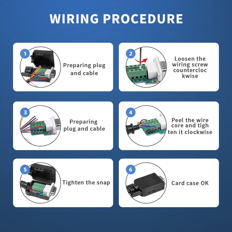 CenryKay (1Pcs-Male+1Pcs-Female DB9 Male Female Solderless Connectorï¼ŒDB9 Male Female Breakout RS232 D-SUB Serial to 9-pin Port Terminal Connector Breakout Board with Case Long Bolts Tail Pipe - Image 5